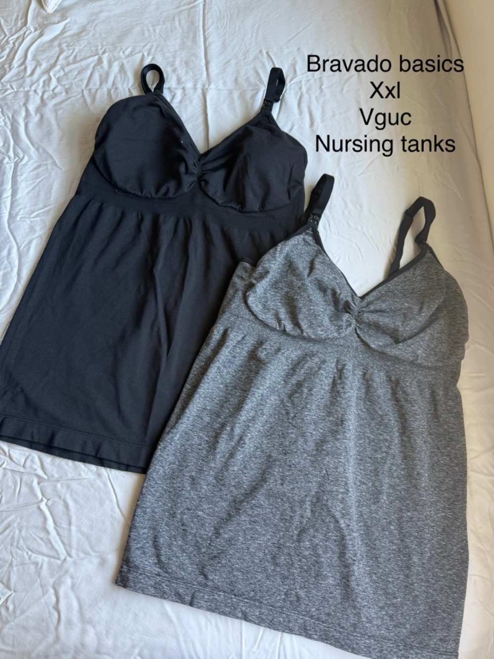 Bravado Basics Nursing Tank Pair - Black & Heather Gray